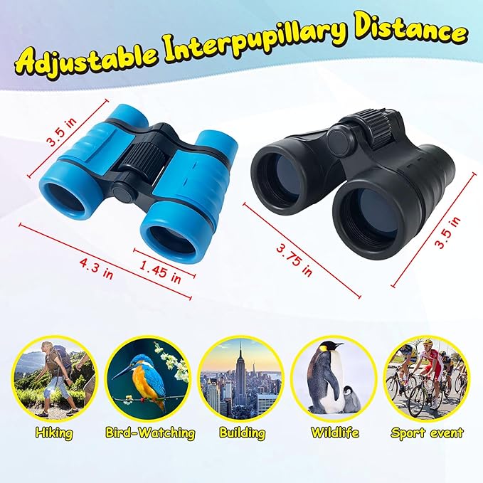 ESSENSON Binoculars for Kids Toys Gifts for Age 3-12 Years Old Boys Girls Kids Telescope Outdoor Toys for Sports and Outside Play Hiking, Bird Watching, Travel, Camping, Birthday Presents (Set of 2)