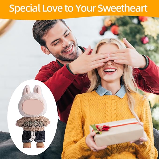17cm Doll Clothes Set, Premium Jeans & Knitted Sweater Outfit for 17cm 15cm Dolls, Cute Dress Up Fashion, No Doll Included (D, 17cm/15cm)