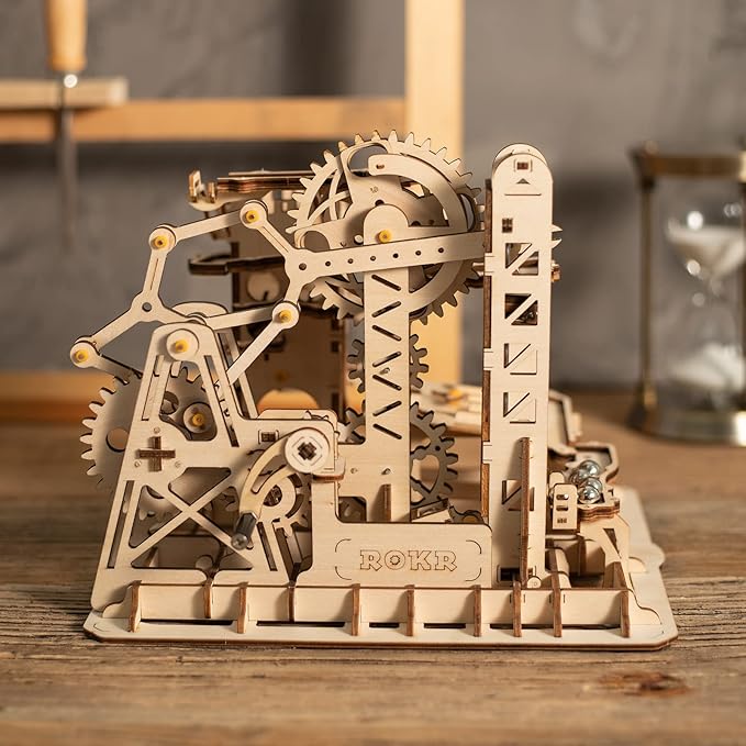 ROKR Marble Run 3D Wooden Puzzles Model Building Kits for Adults - Educational Project Brain Teaser, DIY Crafts for Adults & Kids (Fortress)