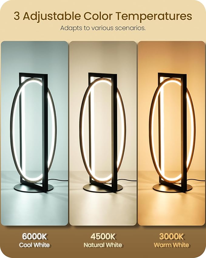 Modern LED Table Lamp, Dimmable Minimalist Bedside Lamp, 3 Color Temperatures, Angle Adjustable, Cute Desk Lamp, Nightstand Lamp for Living Room, Bedroom, Office, Black and Walnut K62TL05