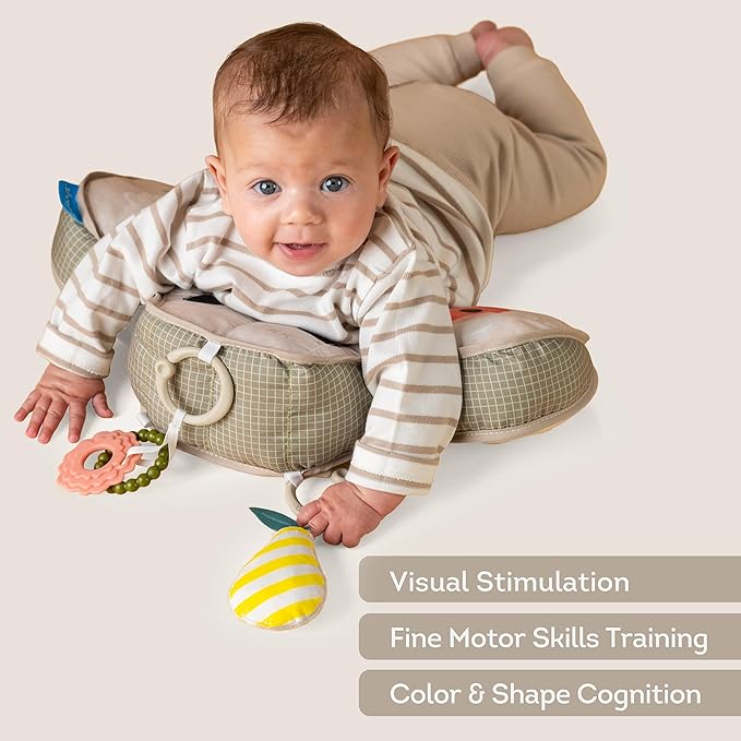 Taf Toys Tummy Time Toys Ergonomic Cushion & Teether for Infant Newborn Supportive Baby & Neck Strengthening Develops Muscles for Crawling Montessori Sensory Toy Tummy Time Toys 0-6 Months