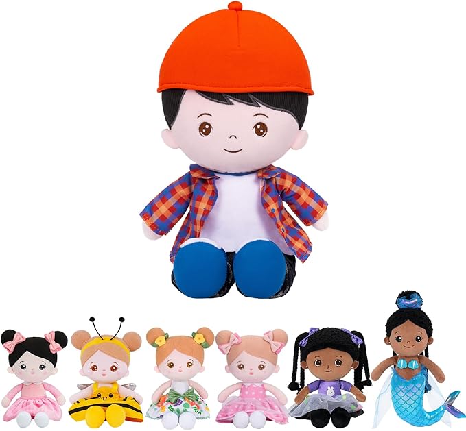 OUOZZZ 13" Soft Baby Doll Toys for 1 + Year Old Boy Gifts, Birthday Gifts for 1 Year Old Boy Christmas Plush Toys Gift for Toddler Kids Red Hat