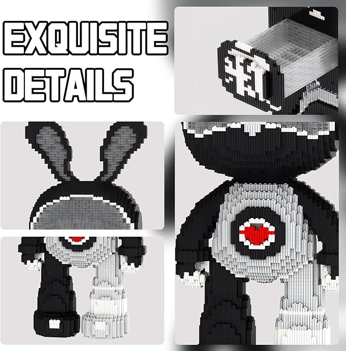 Rabbit Animal Micro Building Blocks Set for Adults Space Boys Cute Large Sets Toys Gift Kids 6550 Pieces 55cm High Series