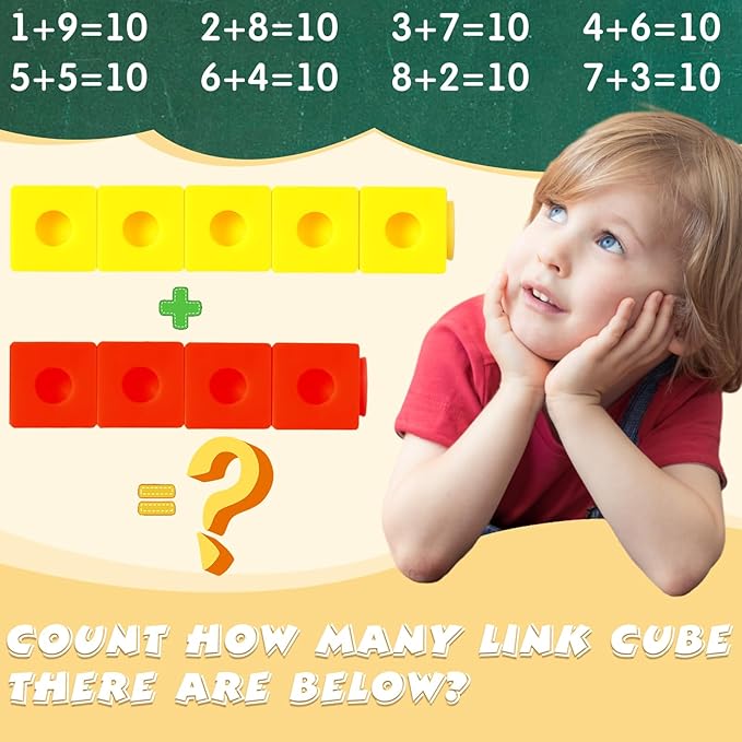 Jenaai 100 Pcs Linking Cubes Plastic Math Cubes Manipulative Counting Blocks STEM Snap Blocks Connecting and Counting for Early Math and Construction, Homeschool Preschool Supplies(Lovely)
