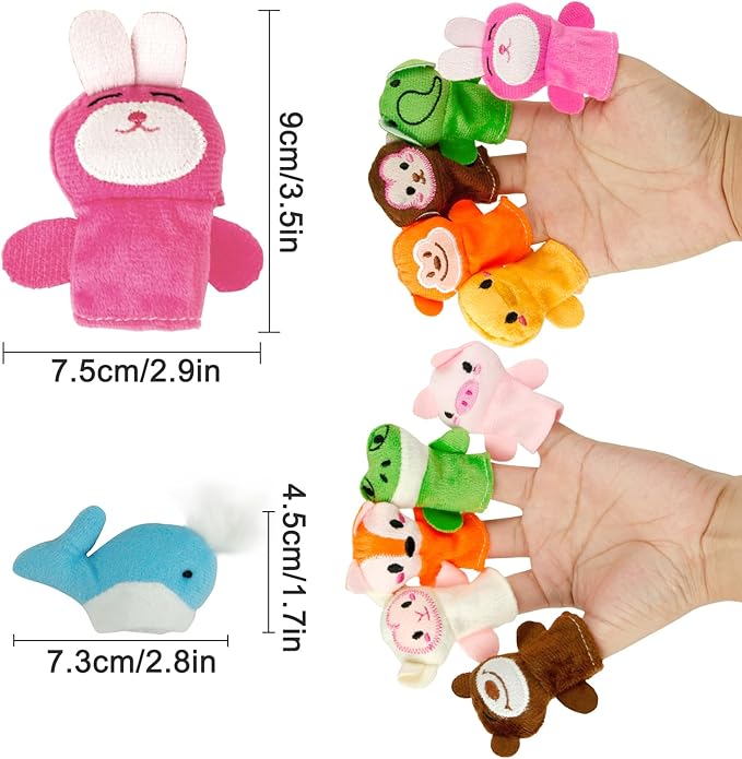 Sealive 20-PCS Finger Puppets for Toddlers Story Time - Soft Velvet Forest & Marine Animals - Perfect for Role Playing, Classroom Learning, Party Favors, Travel, Therapy, Imagination Building