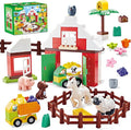 Building Blocks for Toddlers 1-3-5, Farm DIY Big Classic Building Bricks Toys Set for Kids Ages 2-4-5-8 With Barn, Animals, Truck, Compatible With All Major Brands, Gift Toy for 3-5 Boys Girls 74 Pcs