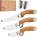 Kids Knife Set for Real Cooking with Educational Ring, Rounded Tip, Fingers Guard, 4 Pieces Kids Kitchen Knife Kit for Children and Teaching Food Prep and Kitchen Safety