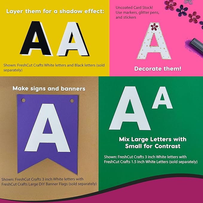 209 Pcs 3 in. White Bulletin Board Letters & Numbers, Capital Letters, Numbers, Punctuation, US Made Card Stock Punch Out Letters for Poster, Bulletin Board, Classroom