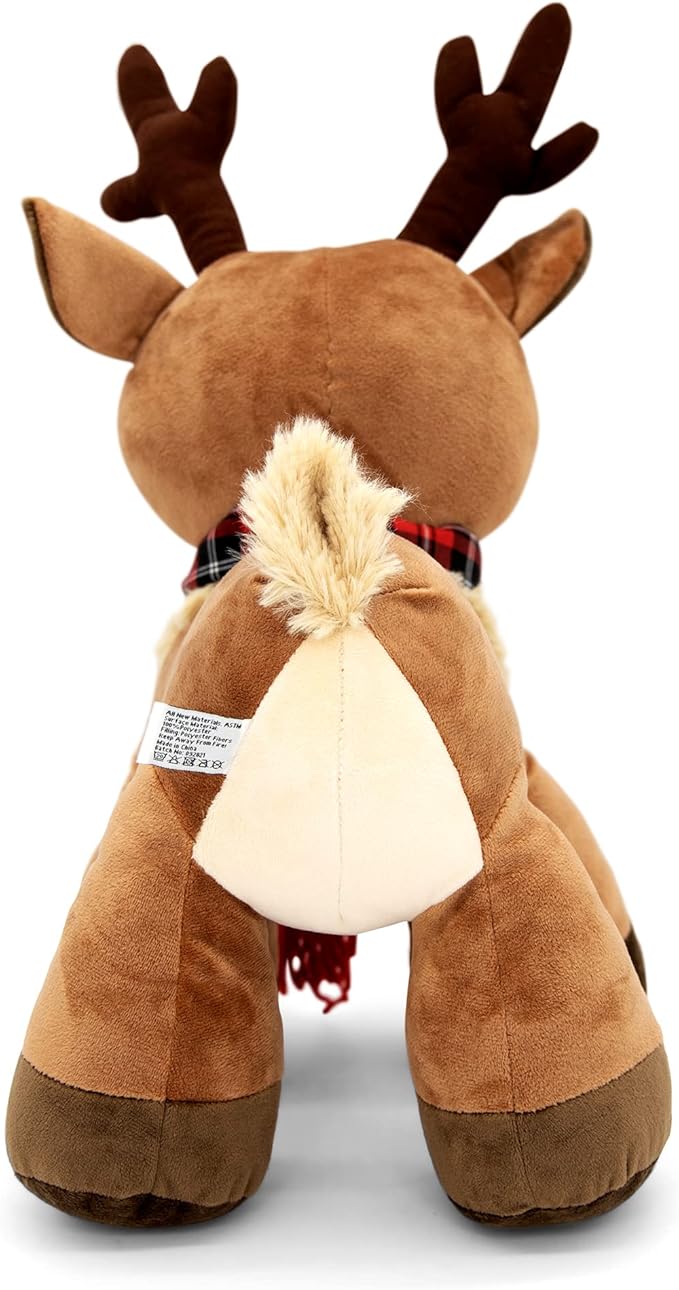 Plush Reindeer Stuffed Animal - Holiday Deer Characters with Antlers Toy for Girl, Boy, Baby, and Toddler - Christmas Decor Animals - Randall, 14 Inch