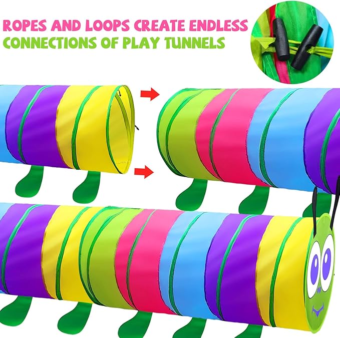 Kids Play Tunnel for Toddlers 1-3, 6 Foot Baby with 2 Mesh Sides Pop Up Crawling Toys 1 3 4 Year Old Girl Boy Birthday Gift, Indoor Outdoor Toddler Children or Dog