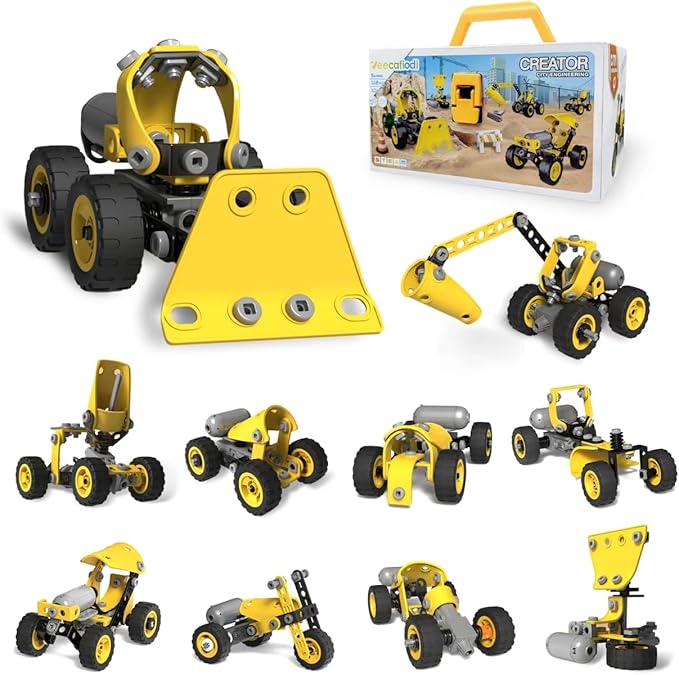 STEM Toys for 5-8 Year Old Boys, 10-in-1 Electric Toy Building Blocks for Kids Ages 4-8 Educational Construction Science Kit, Creative Activities for Boys 4-6, 8-10 Birthday & Holiday Idea Gift