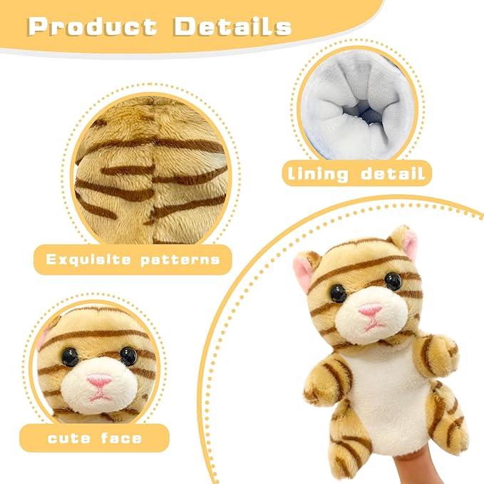 Farm 6pcs Finger Puppets Set, Cute Animal Puppet Mini Hand Puppets Role-Playing Story Animal Soft Plush Toy for Kids Cat, Mouse, Horse, Rabbit, Donkey, Turkey (farm02)
