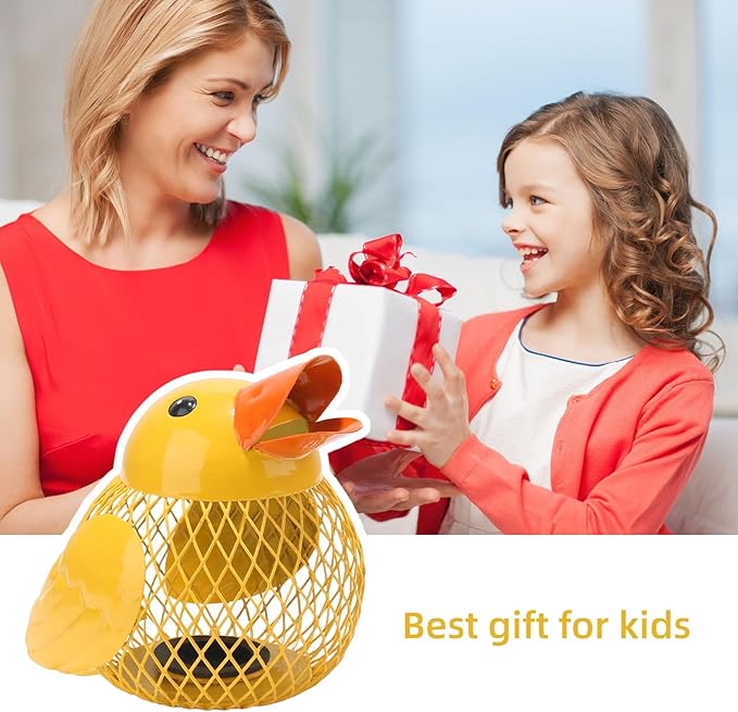 5 inches Coin Jar Duck Piggy Bank, Saving Box Metal Money Organizer,Kid's Coin Bank Hand Made,Anti-Rust Coin Piggy Bank for Kids and Adults,Money Container for Girl and Boy