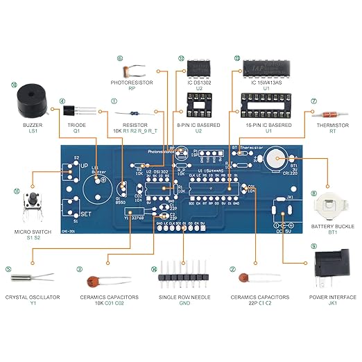 Soldering Practice Kit DIY RGB Alarm Clock Green Sound Sensor RGB Gyro Red Responder Red Flash Turntable Electronics Projects Simple Welding Skills Plug-in Circuit Kit for DIYers (04SZ5-1)