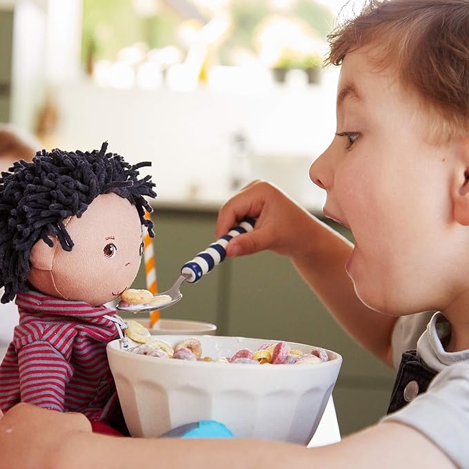 HABA William 12" Soft Doll - Black Baby Boy Doll (Machine Washable) Perfect Plush Toy for 18 Months & Up with Removable Clothing and Embroidered Face