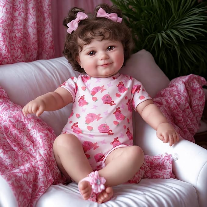 JIZHI Lifelike Reborn Baby Dolls - 20Inch-Real Baby Feeling Realistic-Newborn Baby Doll Adorable Smiling Real Life Baby Dolls with Gift Box for Kids Age 3