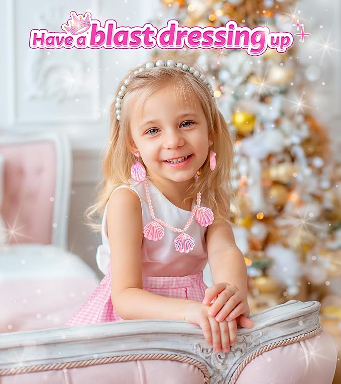 Princess Dress Up Shoes Set, Girls Dress Up Toys, Jewelry Boutique Necklace Earrings Crown, Princess Dresses Role Pretend Play Gifts Princess Toys for Girls Aged 3 4 5 6 Years Old