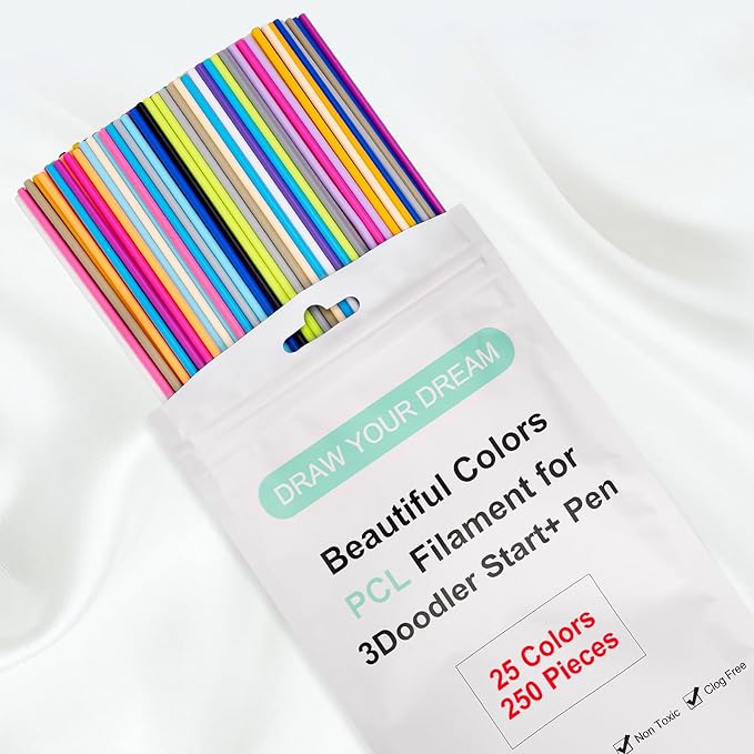 25 Colors 250 Strands 3D Doodler Refill Packs for 3Doodler Start+ Pen 2.5mm 3D Doodler Pen Refills PCL Only for 3Doodler Start+ Pen Each Color 10pcs Total 250 pcs