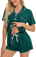 SWOMOG Womens Button Down Pajamas Set Short Sleeve Sleepwear Bride Soft Pj Lounge Sets XS-3XL