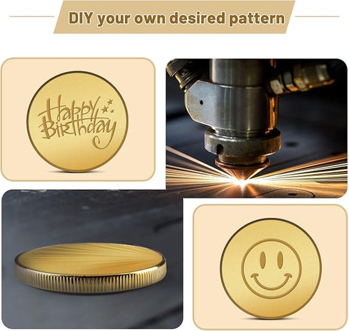 10PCS Brass Coin Blanks, 40×40×3mm Blank Challenge Coins with Acrylic Protection Box, Multipurpose Coin Blanks for Laser Engraving, Creative DIY, Travel Commemorative Collection, Bulk Craft Supplies
