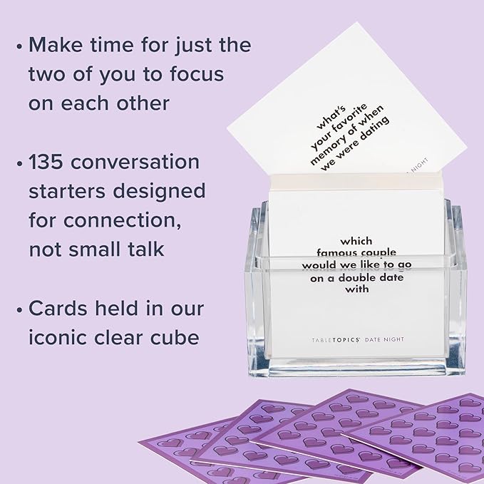 TableTopics Date Night Question Card Game – 135 Conversation Starter Cards for Romantic Evenings, Quality Time Together with No Distractions, Gift for Couples' Anniversaries