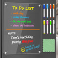 PigPotParty Clear Acrylic Magnetic Whiteboard for Fridge, 1 Pack 9.5"x12" Dry Erase Board Blank Memo to Do Shopping/Grocery List Meal Planner Chore Chart for Adult Teens Kids, w/ 8 Markers & 1 Towel