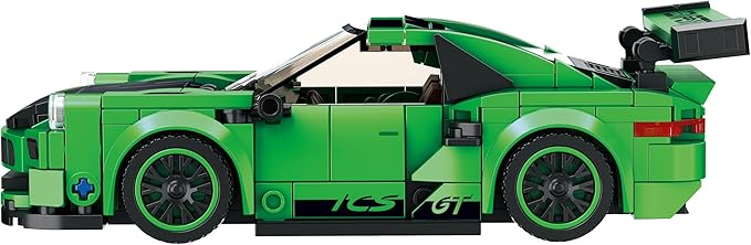 Block Builder Green Porsche 911 Racing Car Building Block Set, Newly Designed Racing Car Building Blocks for Kids and Adults