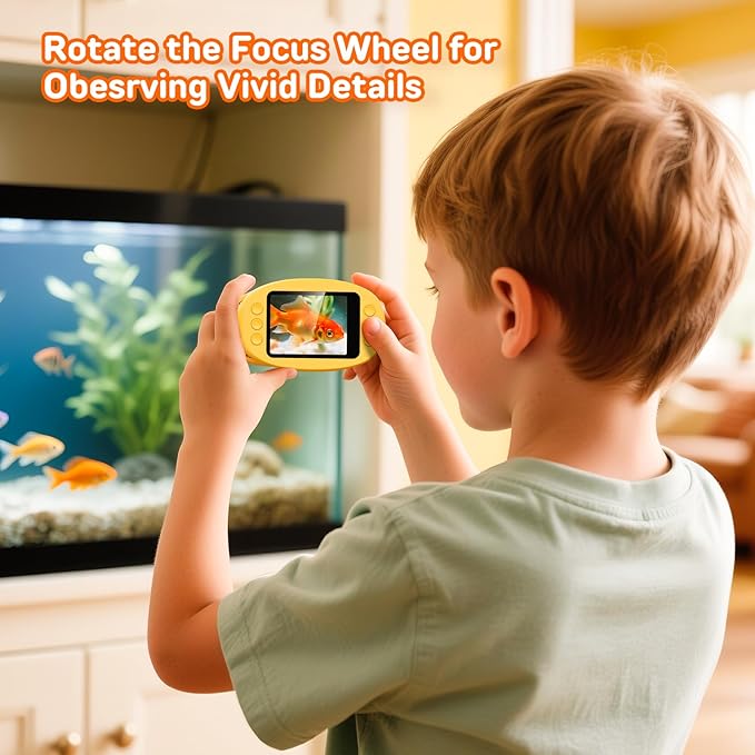 1000X Handheld Digital Microscope for Kids with 2.0" IPS Screen, Portable STEM Science Lab Toy, Rechargeable Pocket Microscope Educational Gift for Boys & Girls Age 4-6 8-12, Orange