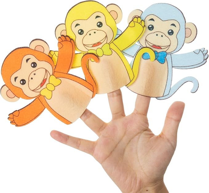 5 Little Monkeys Finger Puppets for Kids, 5 Pack Nursery Rhyme Finger Puppets Toy, Perfect for Parent-Child Interaction, Classroom Activities, Bedtime Storytelling