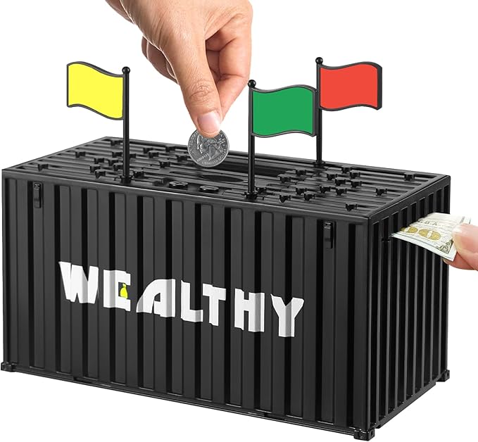 Piggy Bank for Kids, Unbreakable Building Blocks Container Money Saving Box for Adults, Digital Coin Counting Bank with LCD Counter, Great Children’s Gifts for Birthday, Easter, Christmas Black