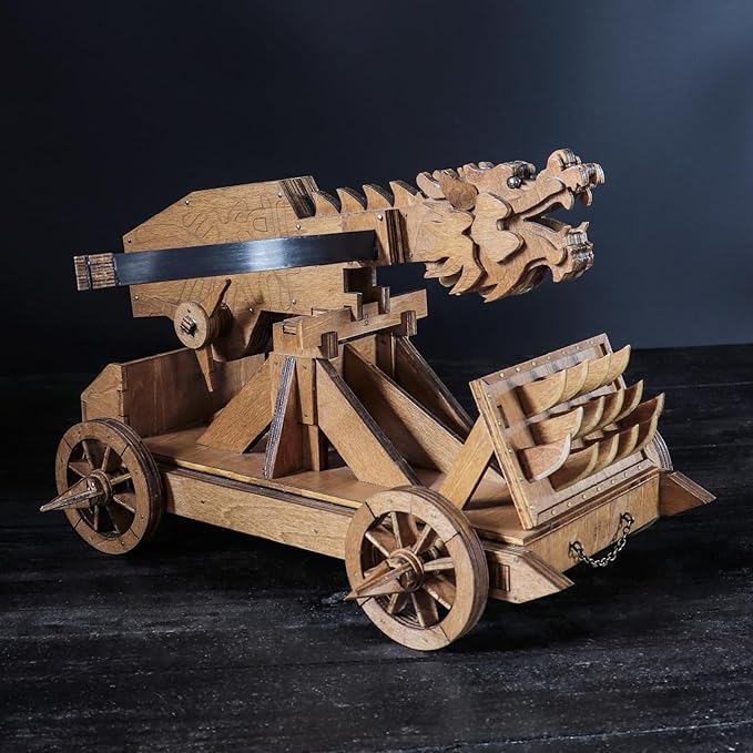 MINI Dragon Ballista Ancient Missile Launcher China Three Kingdoms Chariot Wooden Catapult DIY 3D Puzzles Model Kits STEM Projects Tabletop Toys