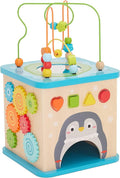 Amazon Basics Kids Wooden Educational Activity Learning Cube Toy, Gift for Toddlers Age 12M+, Developmental Shape Sorter, Multicolor, 13.4x22.5x13.4inches