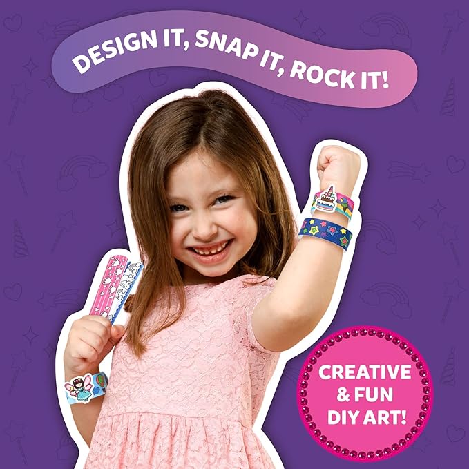 Skillmatics Art & Craft Activity - Snap Bandz, Unicorns & Princesses, Stocking Stuffers, DIY Mess-Free Creative Kit, 8 Bands (8.6"), for Girls & Boys Ages 4, 5, 6, 7, 8, 9, 10