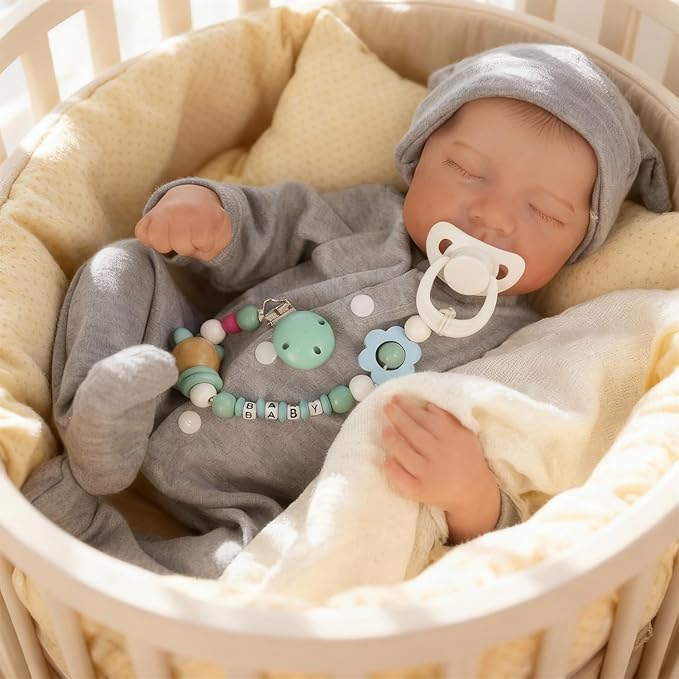 WOOROY Realistic Reborn Baby Dolls - 18 Inch Full Vinyl Body Lifelike Reborn Boy Doll Poseable Real Life Newborn Sleeping Silicone Baby Dolls Gift Toys with Accessories for Kids Age 3+