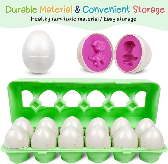 Dinosaurs Eggs,Egg Toys for Toddlers,Montessori Geometric Egg Puzzle Toy Early Educational Learning Color Sorting & Shape Matching Fine Motor Games Birthday Gifts for Boys Girls