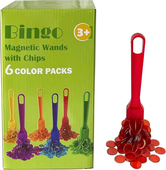 Yuanhe Magnetic Bingo Chips Set - 6 Colors Magnetic Wands with 600 Metal Chips for Counting and Sorting, Educational Activities