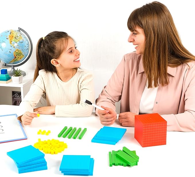 Simply magic 131 PCS Base Ten Blocks for Math - Place Value Blocks, Base 10 Math Manipulatives K-3, Math Counters, Number Blocks, Math Cubes for Kids, Counting Blocks - Kindergarten 1st 2nd 3rd Grade
