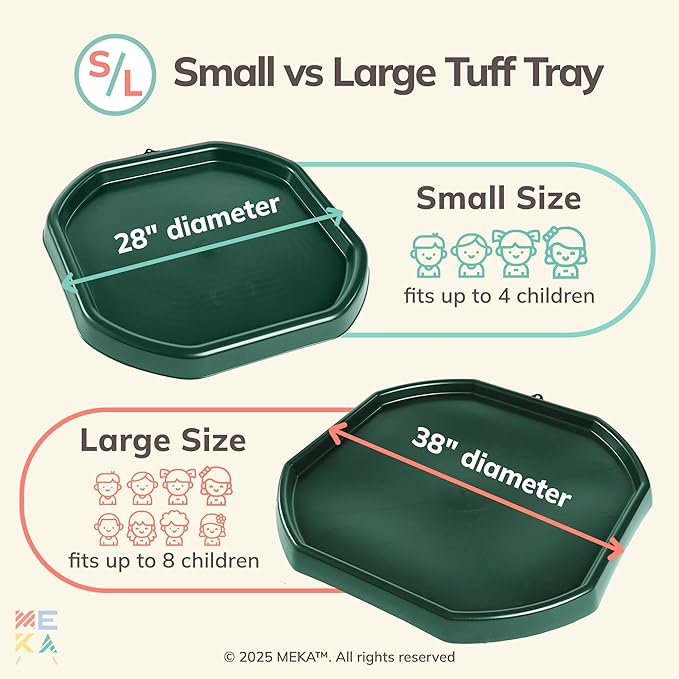MEKA Tuff Tray for Sensory Play, Sensory Tray for Kids, Toddler Water Table, Tuff Spot Sensory Bin for Toddlers (Dark Green, Small (28" x 28"))