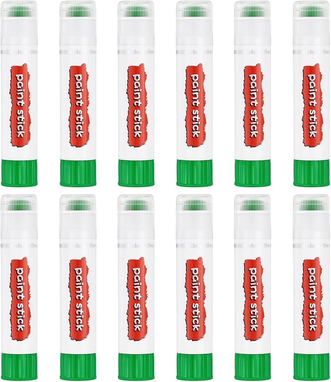 PATIKIL Tempera Paint Sticks, 12 Pcs Solid Tempera Paints Sticks Washable Bulk Markers Pen Quick Drying for Artists Beginners Art Supplies, Green
