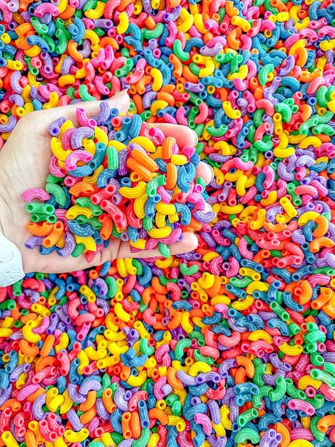 2 Cups of Rainbow Pasta Sensory Bin Filler for Sensory Table - Elbow Noodles