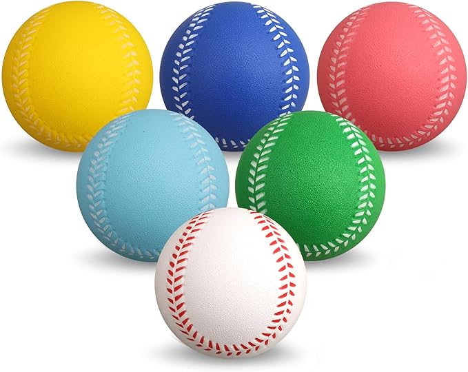 Dilabnba 6PCS Foam Baseballs, Softballs Practice Training Ball for Kids Beginners, Hand Exercise Squeeze Ball for Kids Adults, Safe Throwing, Catching and Batting Practice (2.6inch)