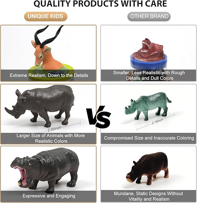 UNIQUE KIDS Mini Farm Animals Figure Creatures in Tube 15 pcs Set | Realistic Tiny Little Animals for Sensory Bin, Birthday Party Favor, Toddler 3-5 (Farm Animals)