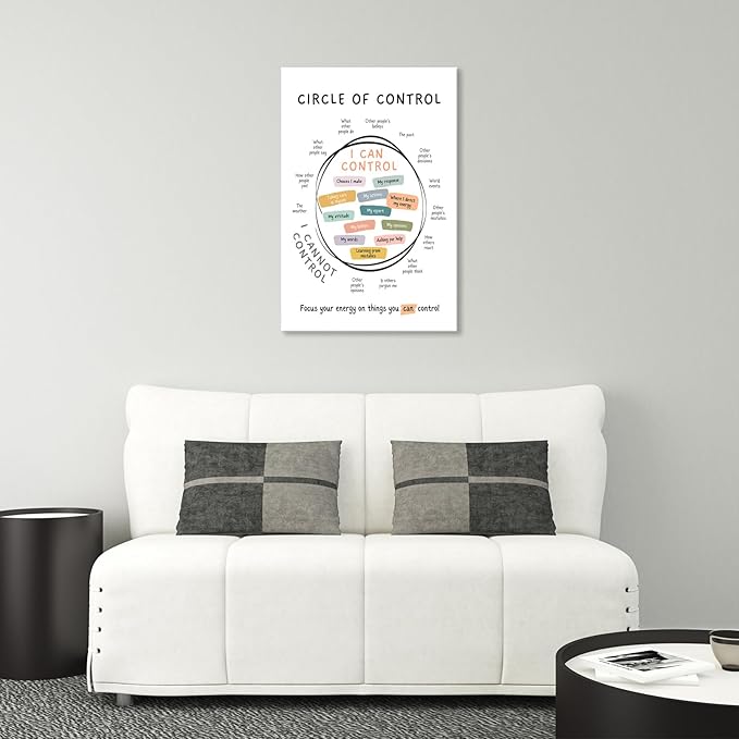 Circle Of Control Poster What I Can And Cannot Control Therapy Office Wall Art Kids Mental Health Poster Calm Down Corner School Decor 12x16in Framed