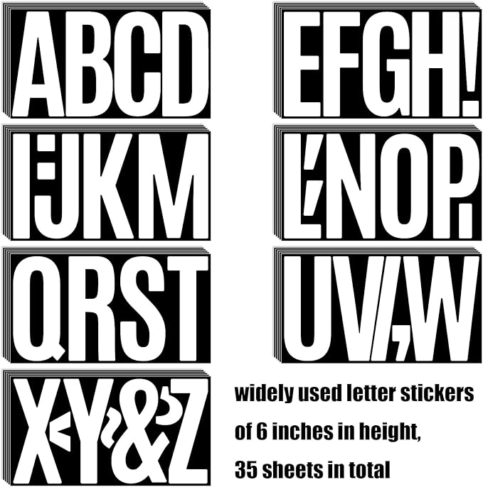 Bemeol 190 Pcs 35 Sheets Bulletin Board Letters for Classroom Large 6 Inch Alphabet Letter Stickers Self Adhesive Letters for Bulletin Board Display Home School(White)