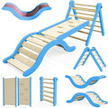 Pikler Triangle Set Climber 5 in 1, Toddler Climbing Toys Indoor Folding with Ramp & Arch & Mat for Montessori Play Gym for Toddlers and Kids (Blue)(105" Wx25 Dx31.5 H)