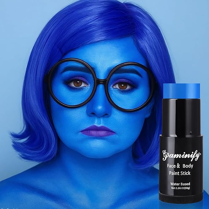Royal Blue Face Paint Stick,Water-Based Navy Blue Body Paint Stick,Washable Body Paint for Avatar Smurf Mystique Clown Joker Halloween Makeup,Eye Black for Baseball Softball,1.06 OZ