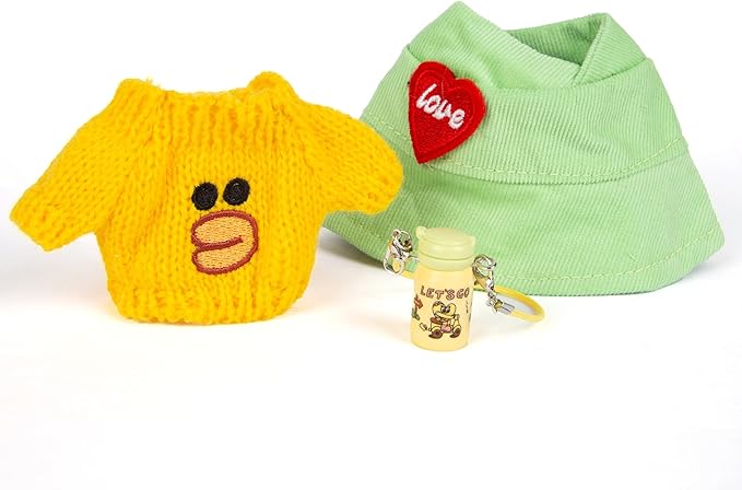 3-Piece Doll Clothes Designer – Kawaii Knit Sweater Set for 17cm Doll, Cute Doll Outfit with Accessories for Dress-Up or Display - Yellow (No Doll)