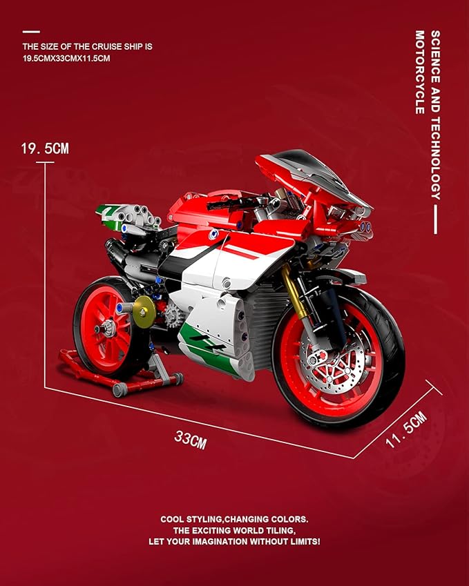 dOvOb Motorcycle V4 Model Building Blocks Set, 803 Pieces, 1:5 Scale, Compatible with Major Brands, Ages 12+