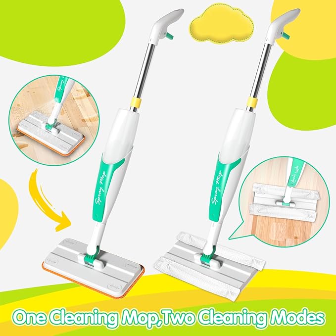 EP EXERCISE N PLAY Kids Spray Mop That Really Works - Toddler-Size Kids Cleaning Toy Set - Small Mop with Real Squeeze Water Sprayer - Mini Mops for 3 4 5 Years Old