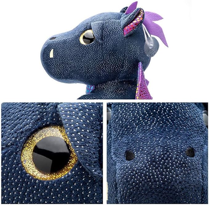 Dragon Stuffed Animal Cute Dragon Plush Doll Toy 10 inch for Girls Boys Christmas (Dragon Black 25cm)